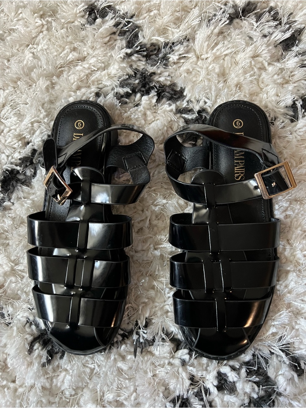 Black Patent Sandals with Buckle